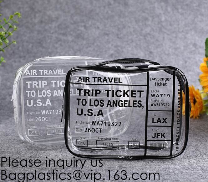 Clear Zipper Pouch with Strap Makeup Bag PVC Cosmetic Pouch,Printing Clear k Cosmetic PVC Pouch, bagease, bagplast
