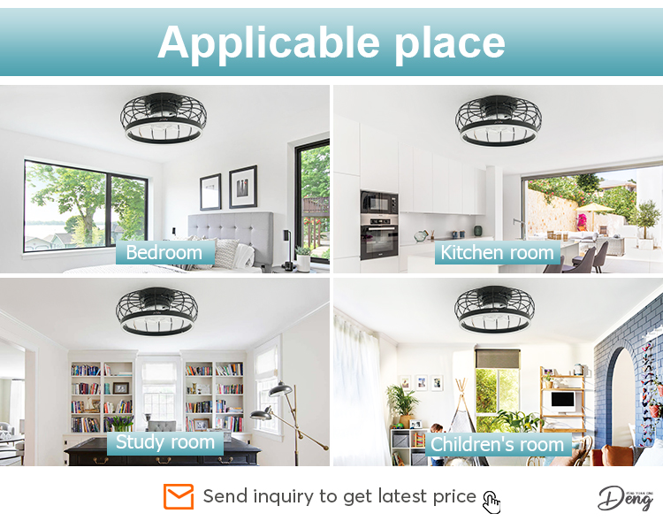 1stshine LED Modern Design Black Flush Mount Ceiling Fan with Remote Control Switch