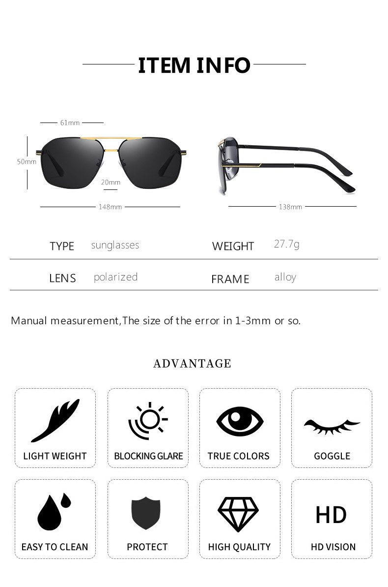 Men Polarized HD Drive Retro Pilot Sunglasses Anti Glare Goggles Ultralight Frame