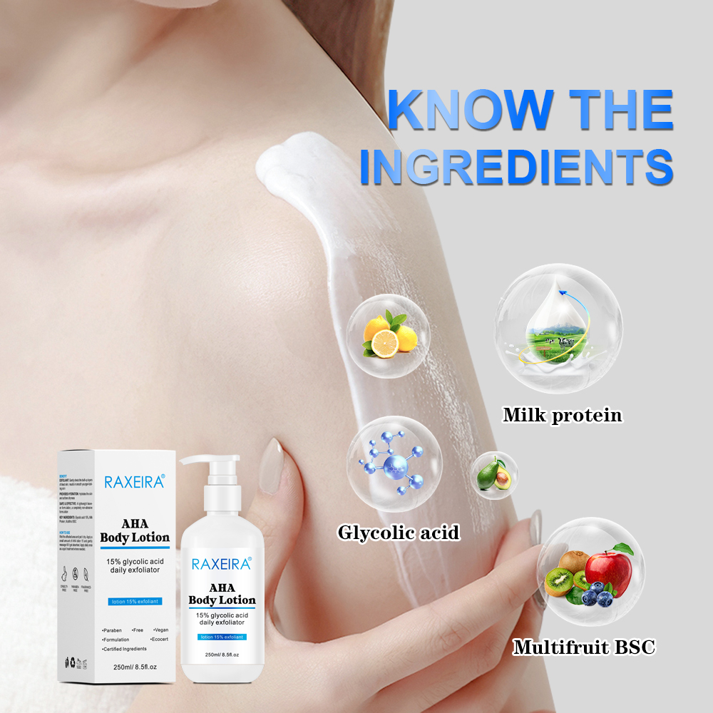 Hydrating Body Lotion 15% Glycolic Acid Glowing Skin Brighten Moisturizing Milk Body Cream Whitening Body Lotion