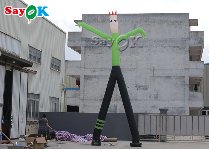 Dancing Inflatable Man 8m 24ft Green Mini Hand Shaking Inflatable Air Dancer Man With Two Legs