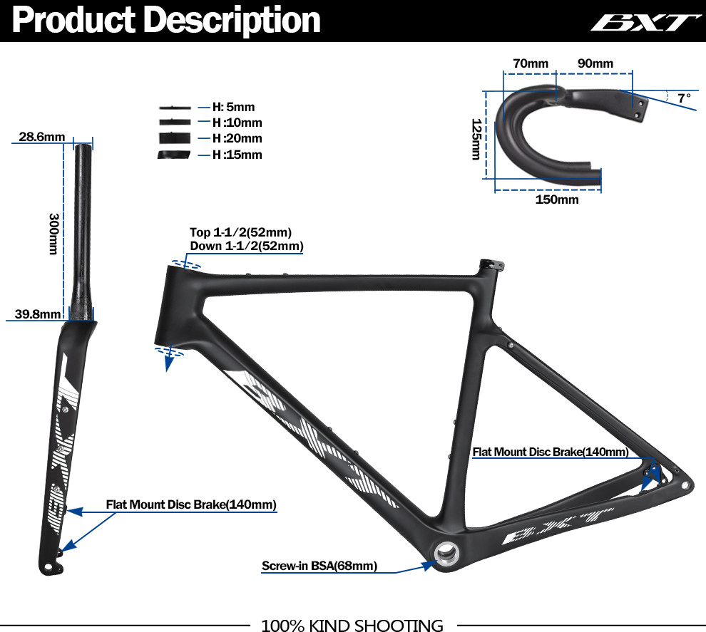 Disc Brake Carbon Gravel Bike Frameset 700C Carbon Road Frame