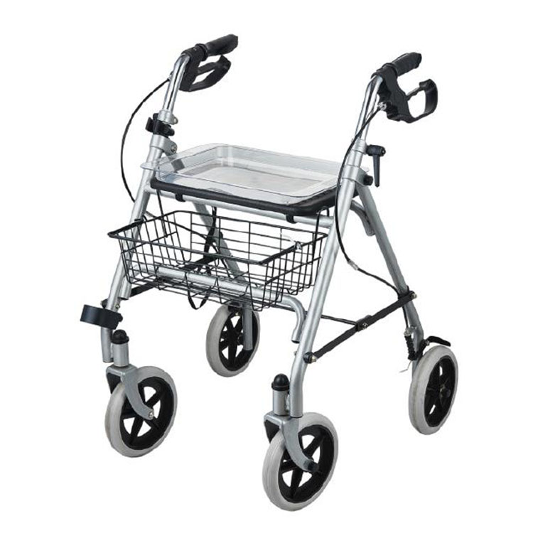 Four Wheels Aluminum Medical Folding Wheelchair Rollator Walker