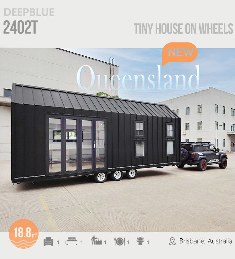 Luxe Glamping Prefabricated Houses Custom Tiny House On Wheels For Hotels / Camping / Rental
