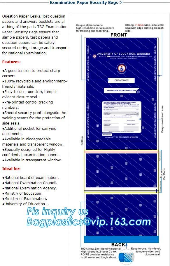 Security plastic bag with adhesive tape for cash, plastic money bag, Security Money Cash Bag For Airport/Bank and police