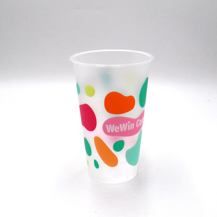 360ml 700ml Milk Tea Plastic Cups With Logo Printed Milkshake Clear Frosted Cold Cups