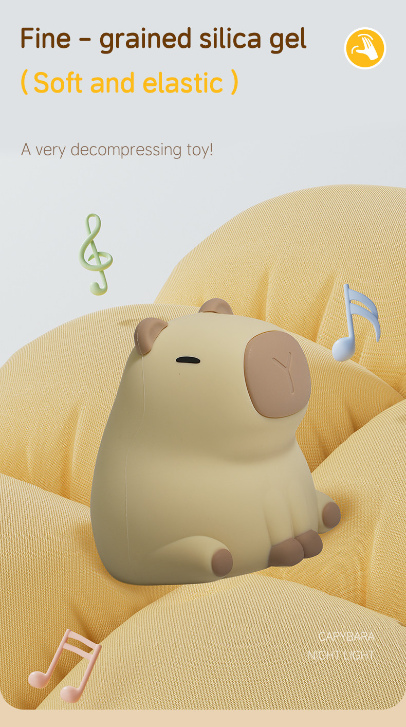 New Cute Capybara Silicone Night Light Usb Rechargeable Led Pat Lamp Timing Dimming Decorative Table Sleep Night Lamp