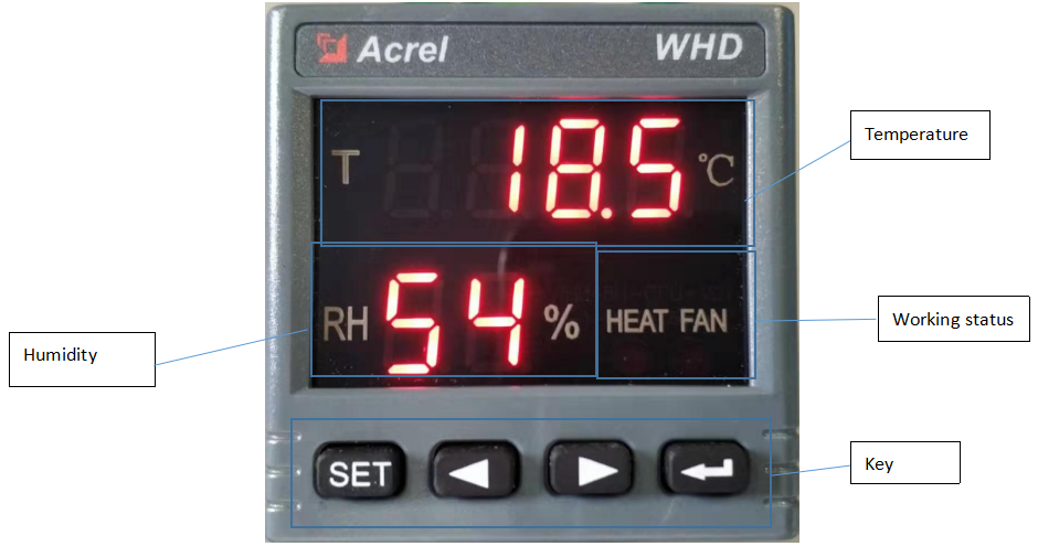 ISO9001 5A/AC250V Digital Temperature And Humidity Controller WHD48-11 Acrel