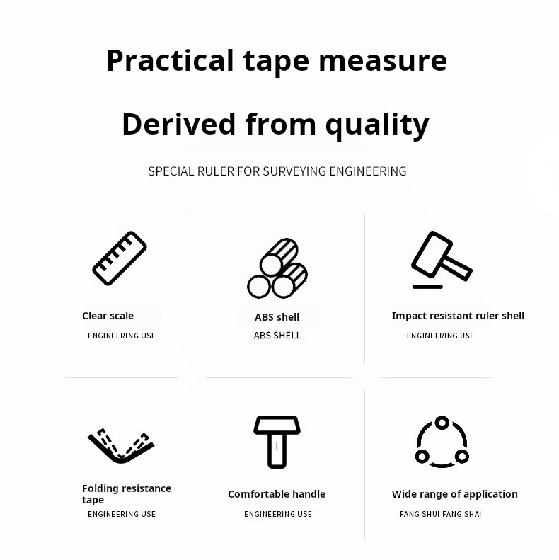 High Strength ABS Housing 50M Engineering Tape Measure With Mechanical Handle