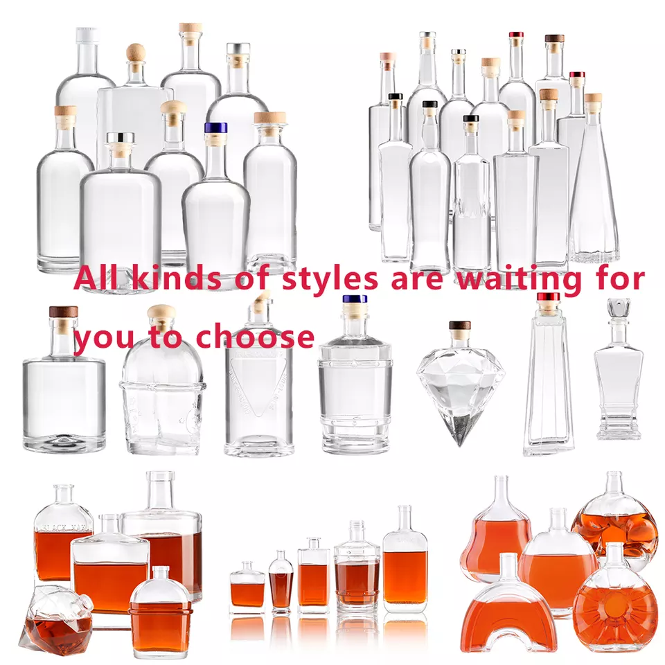 Produced Thick Bottom Vodka Whisky Sherry Glass Bottle with Decal Surface Handling