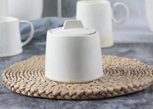 China Handmade Style Ceramic Sugar Pot / Sugar Container 300ml With Ivory Reactive Color on sale