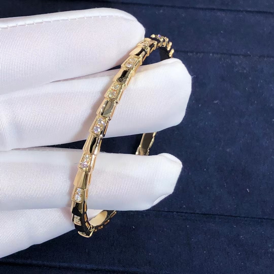 Elegant i 18k Gold Serpenti Viper Bracelet Natural Diamonds Real Gold Real Diamonds