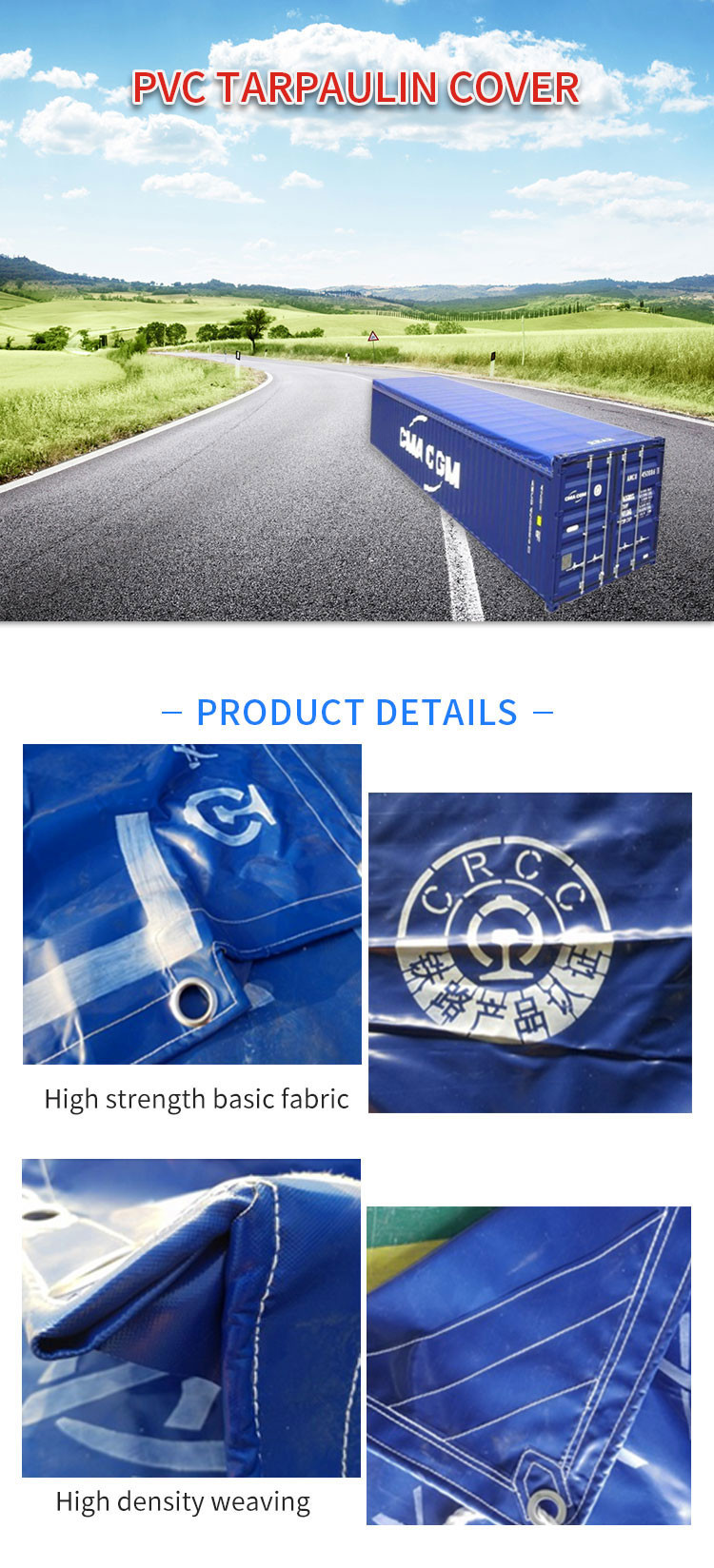 Mildew Proof 18oz Heavy Duty PVC Tarpaulin For Open Top Container