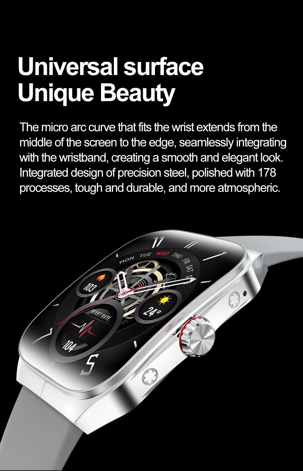 HK80 Men Smart Watch 300mAh Support Sedentary Reminder Smartwatch