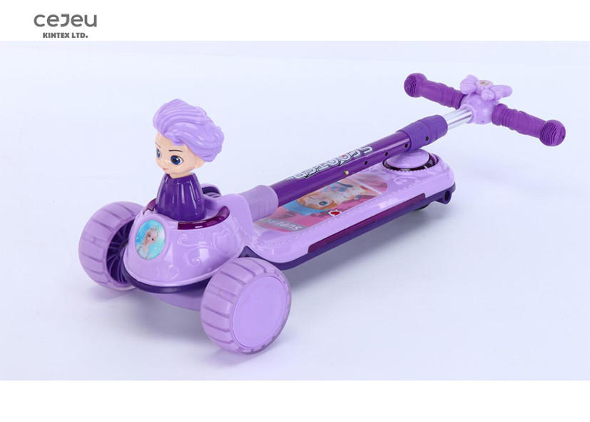 55*17*39CM Baby Kick Scooter 3 Position Adjusted Princess Kick Scooter With PU Silient Wheel