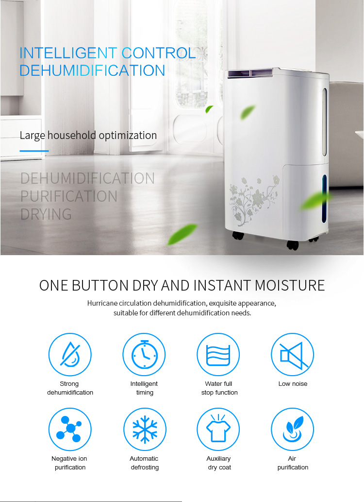 Easy Control Panel Clear Read Big Water Tank Home Dehumidifier Living Room Use
