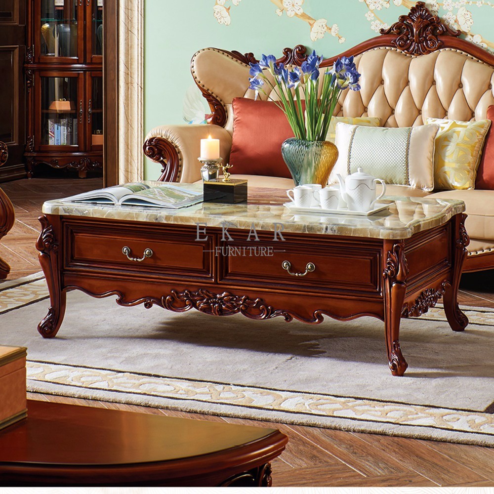 Marble Top Antique French Style Coffee Table