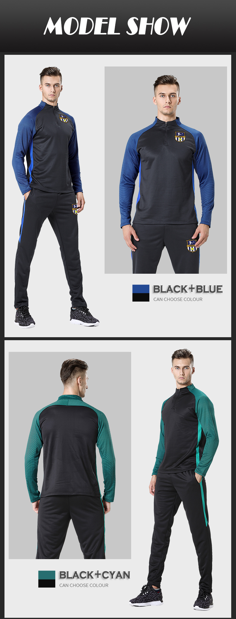 Football suit men custom adult long sleeve game training jersey coat pattern printed word sports team uniform autumn and winter
