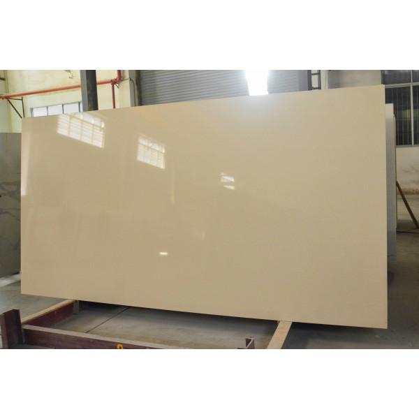 Heat Resistant 3000*1400*18 MM Beige Recycled Glass Quartz Kitchen Countertop Materials
