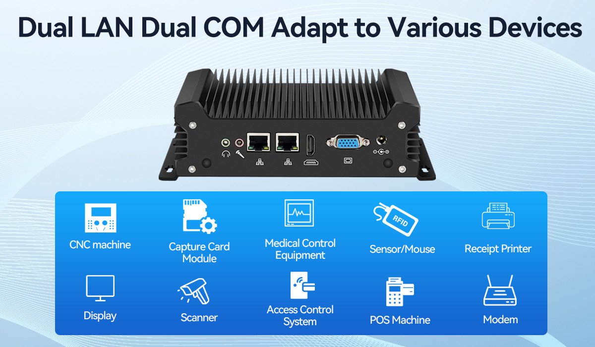 Intel Core Series Processor Industrial Fanless Computer Mini PC With Dual LAN Dual COM