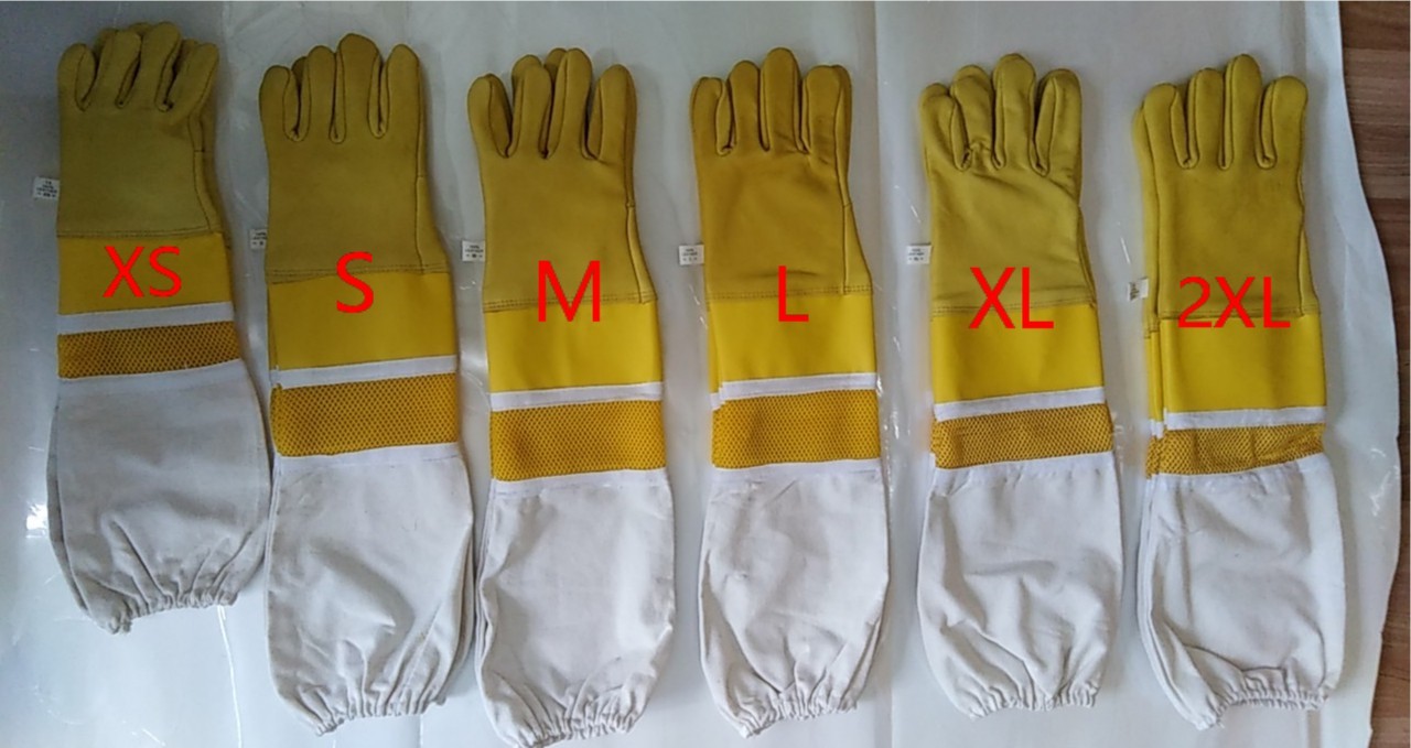Goat Skin Bee Gloves Leather wrist protector Half Ventilated canvas cuff for Beekeeping