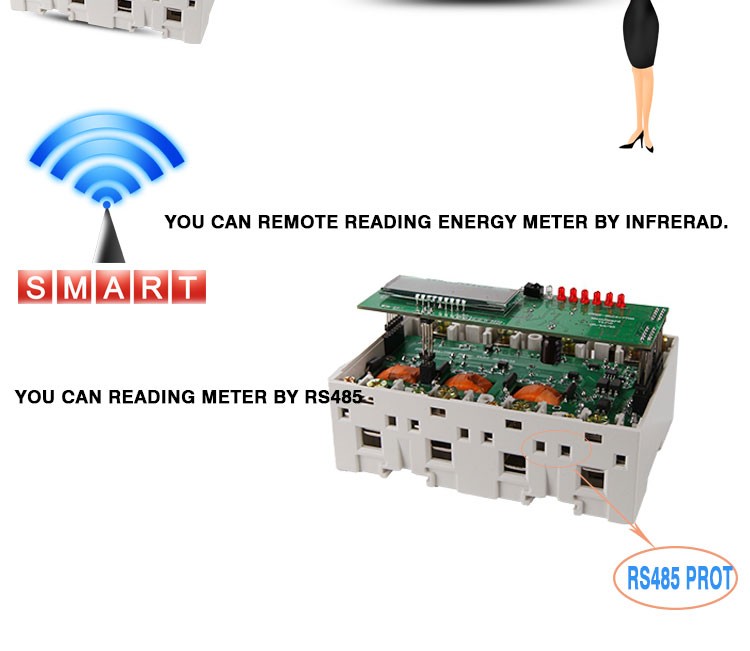 DTS5558 3 phase 4 wire 35mm standard din rail mount hour meter