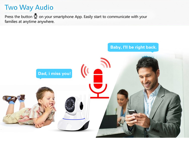 CMOS H.264 HD Wifi Camera 360 Degree Human Motion Tracking Sound Detection