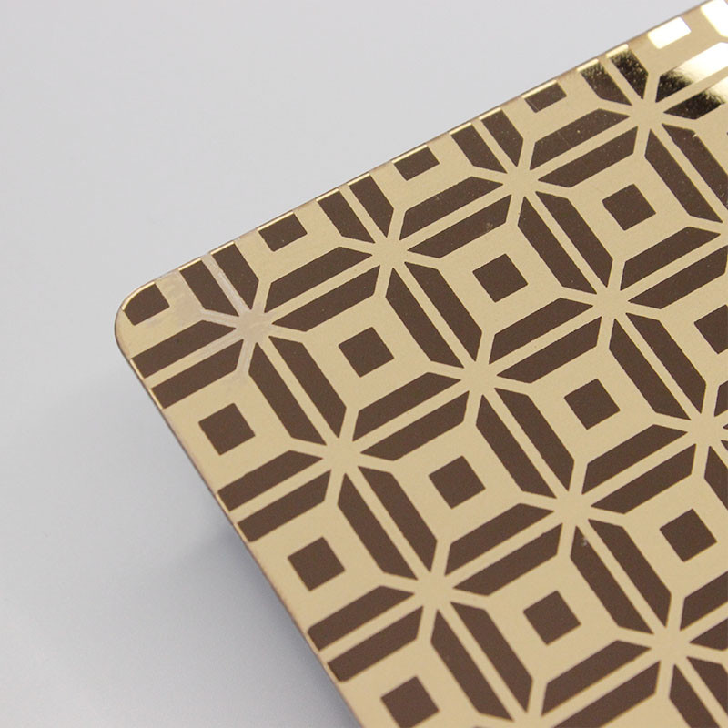 SS304 Stainless Steel Plate Mirror Finish Rose Gold Etched Elevator Sheet