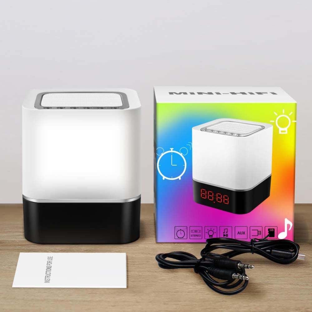 5w 3.7v 2600mAh LED Touch Night Light Wireless Speaker Portable Bedside Lamp 20KHZ