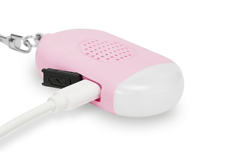 SOS Emergency Personal Alarm Keychain colorful USB Rechargeable dural led light