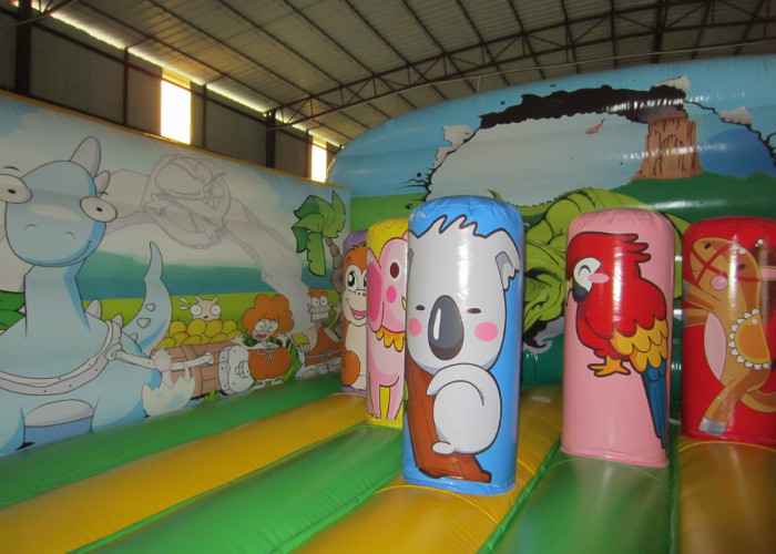 Inflatable Dinosaur Baby Bouncy Castle , Quadruple Stitching Toddler Jumping Castle