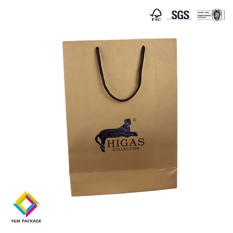 CMYK Printing Brown Kraft Paper Bags With Handles Food Packaging Bag