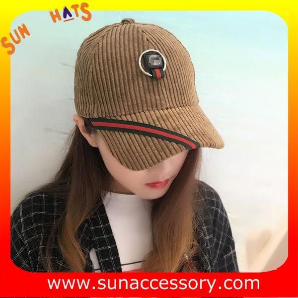 QF17046 Sun Accessory customized corduroy baseball cap, embroidered logo on the cap