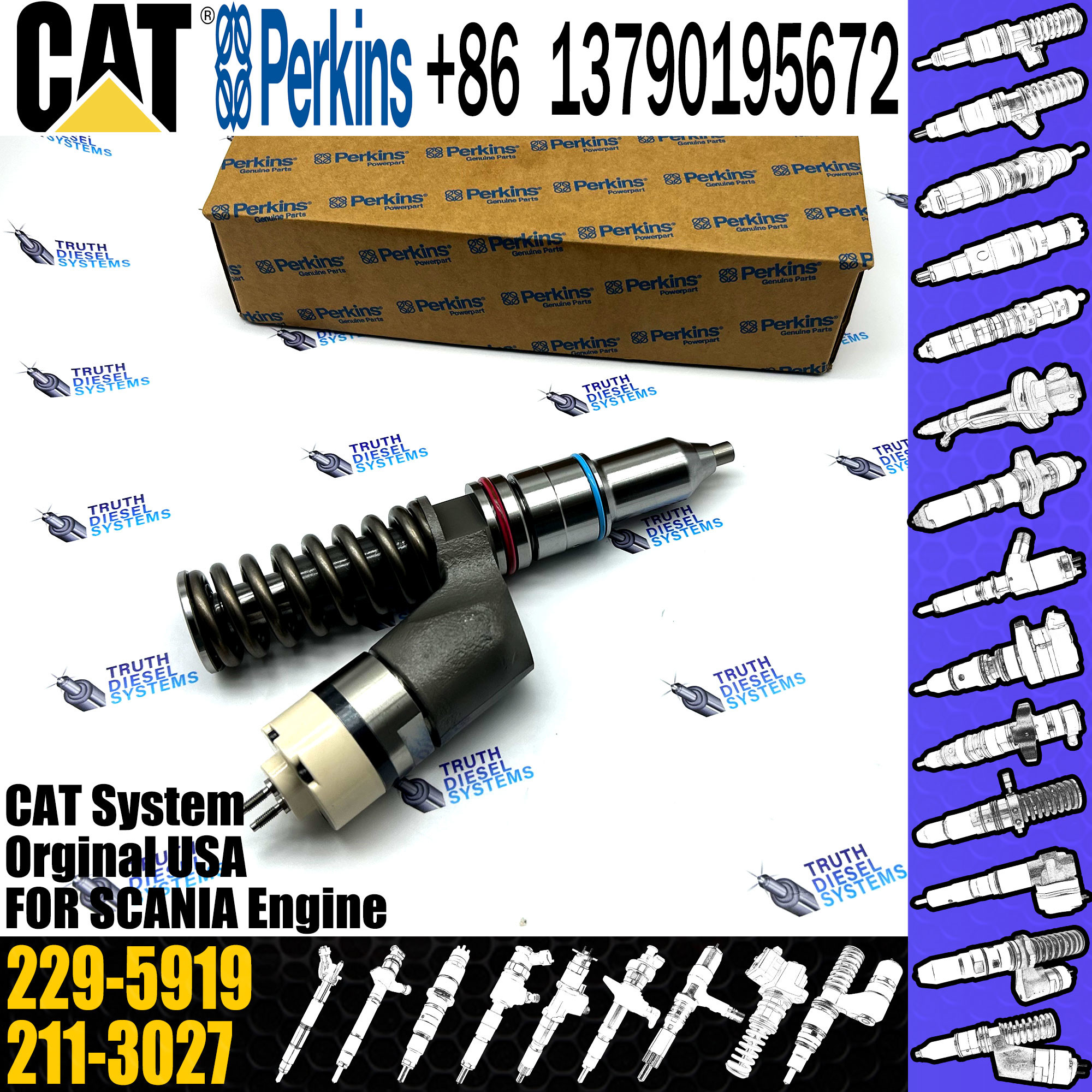 C-aterpillar C15 C18 Diesel Common Fuel Injectors 10R-1000 229-5919 for C-at excavator