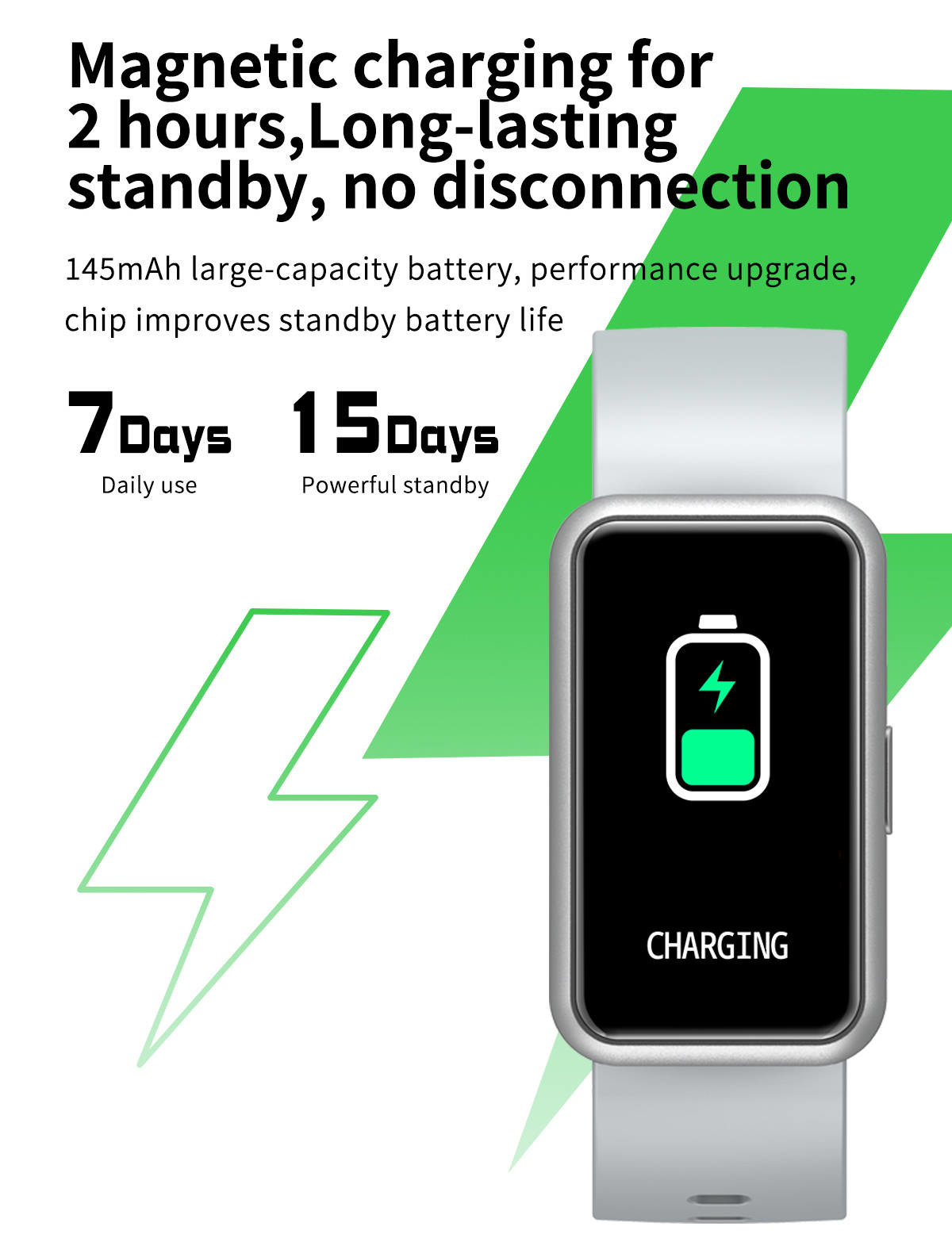1.45 inch Bluetooth Fitness Bracelet Calories Burned Distance Calculation 145mAh