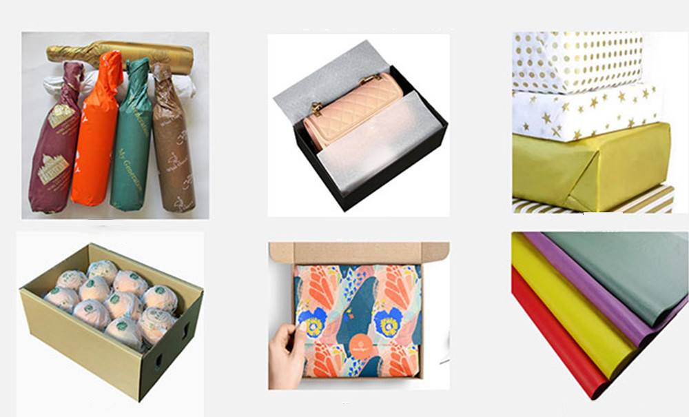 CMYK Logo Printed Tissue Paper Roll Biodegradable Christmas Wrapping Paper
