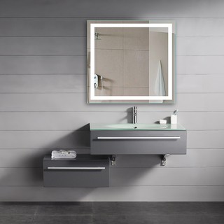 Wood Framed Bathroom Backlit Full Length Mirror With LED Concealed Light And Clock