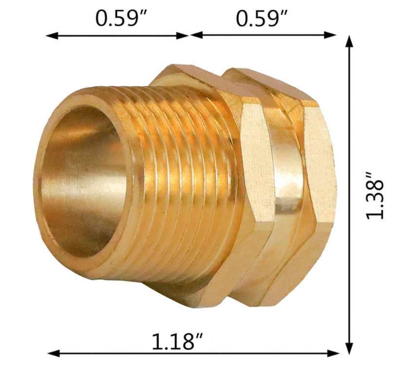 3/4" GHT Female X 3/4" NPT Male GHT To NPT Brass Compression Fitting