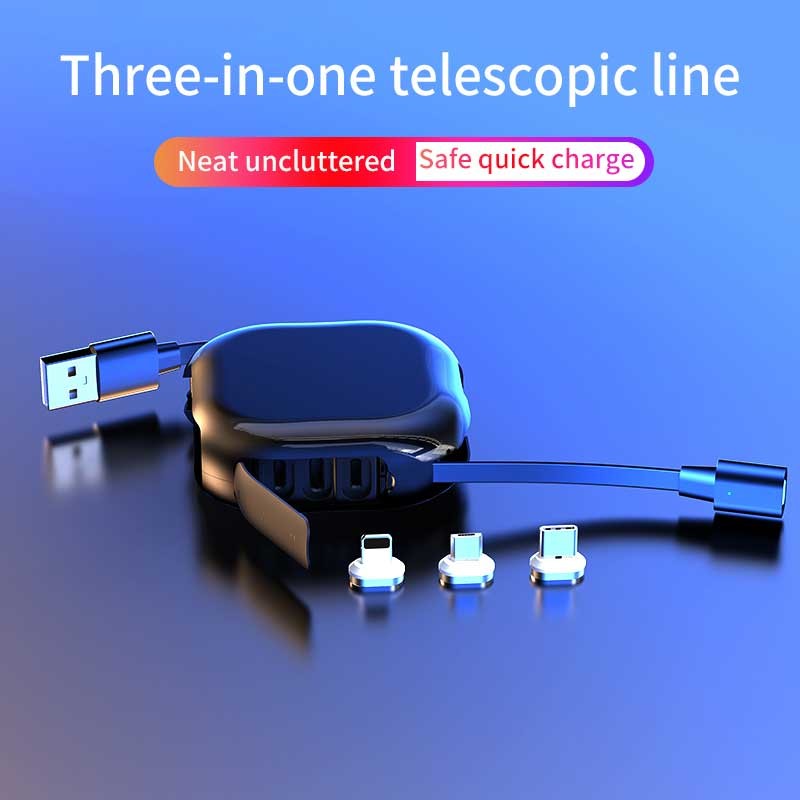 Custom Retractable OD 3.5mm Magnetic Data Cable 3A Fast Charging