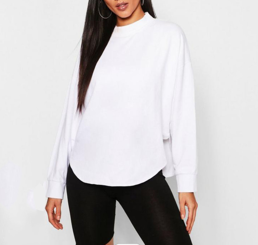 Drop Shoulder Slogan Embroidery Sweatshirt Blank Camo 100% Cotton Womens Oversized Sweatshirt