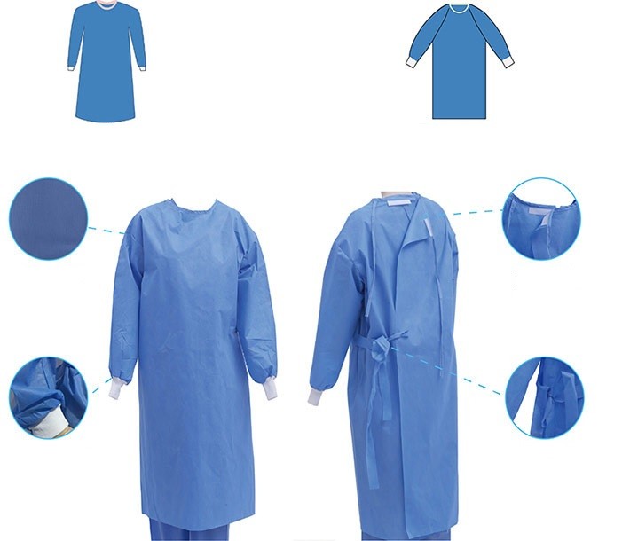 Breathable PP Non Woven XL Disposable Surgical Gown for Medical Workers