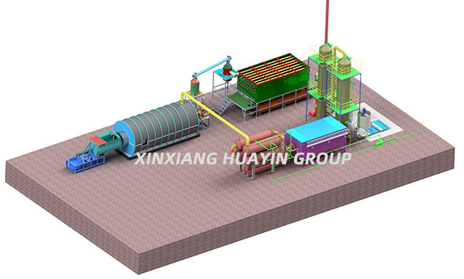 Huayin Small Pyrolysis Plant 40kg/Hour Tyre Oil Machine