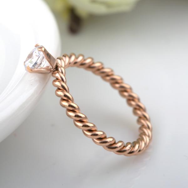 Twist Desigin Ring, Fashion Accessories Couples Jewelry Weaved Rose Gold Diamond