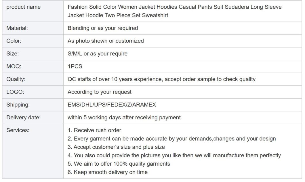 Fall Winter Women Plain Tracksuits Casual Two Piece Crop Top Hoodies and Pants Set Fleece Custom Blank Tracksuit for Women