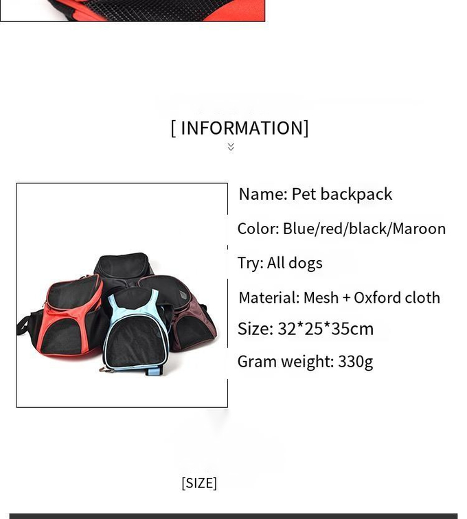 Pet Travel Backpack Outdoor Portable Breathable Foldable Dog And Cat Bag
