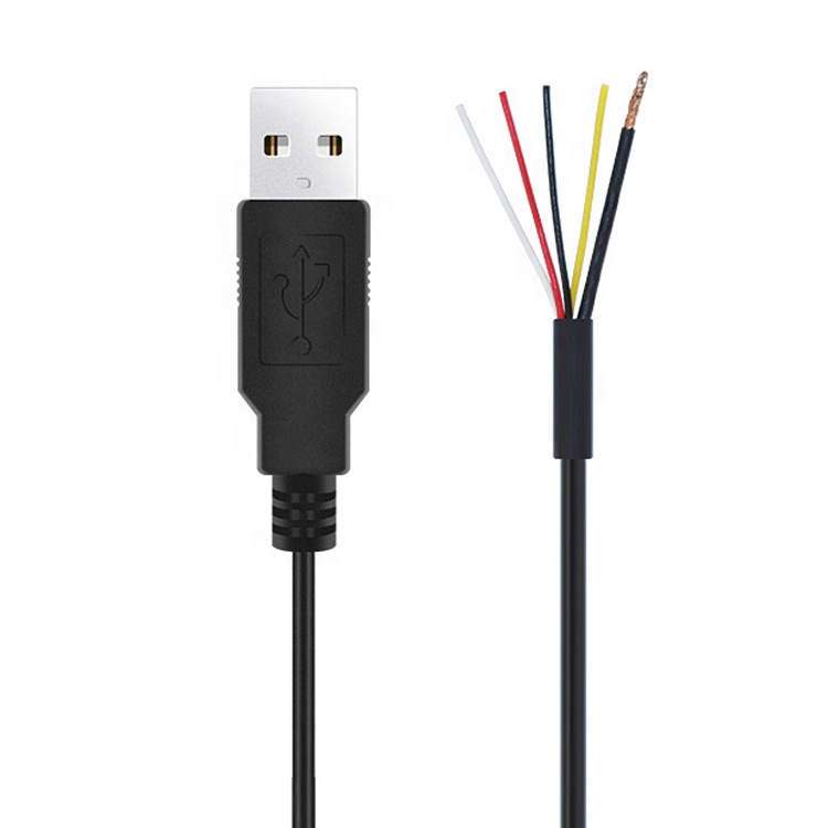 CUSTOM Shield USB 2.0 A Male To Stripped Tinned 4 Wires Open End Pigtail Bare End Cable
