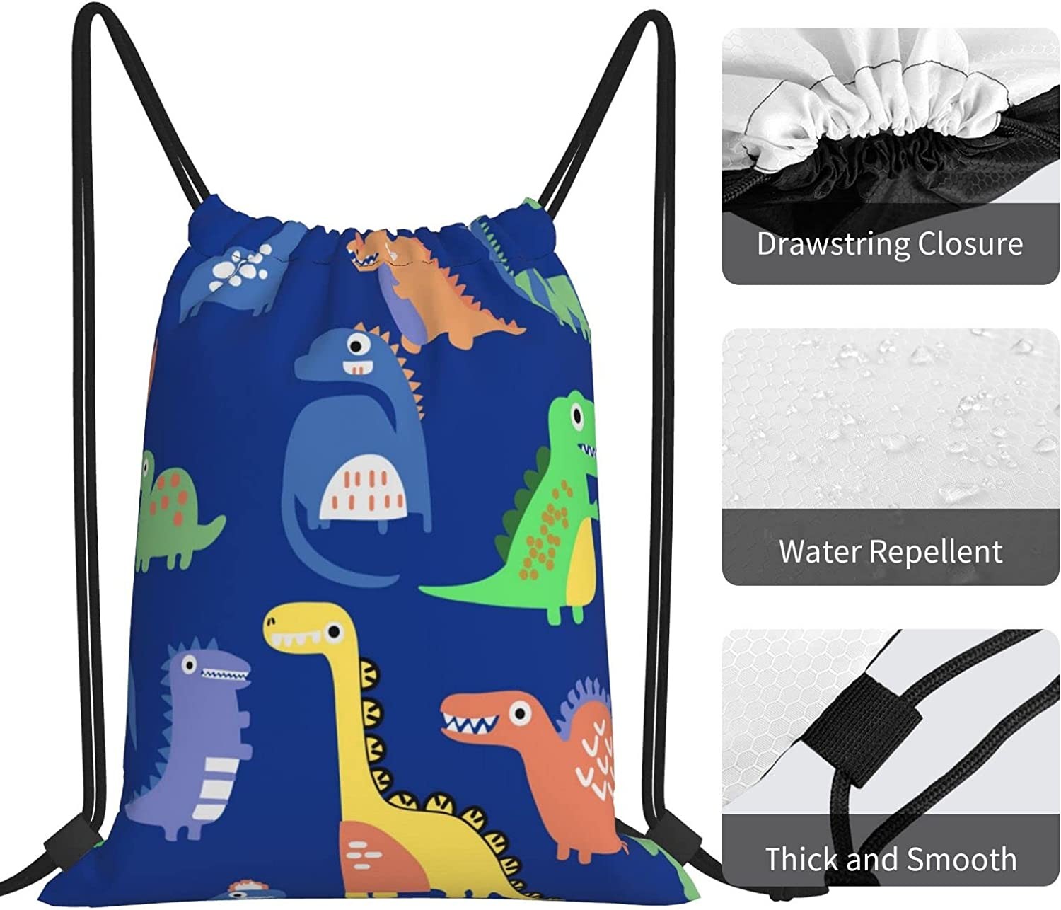 Drawstring Backpack Drawstring Bags for Kids Girls Boys Teens Gym Dance String Bags Bulk Waterproof Dinosaurs