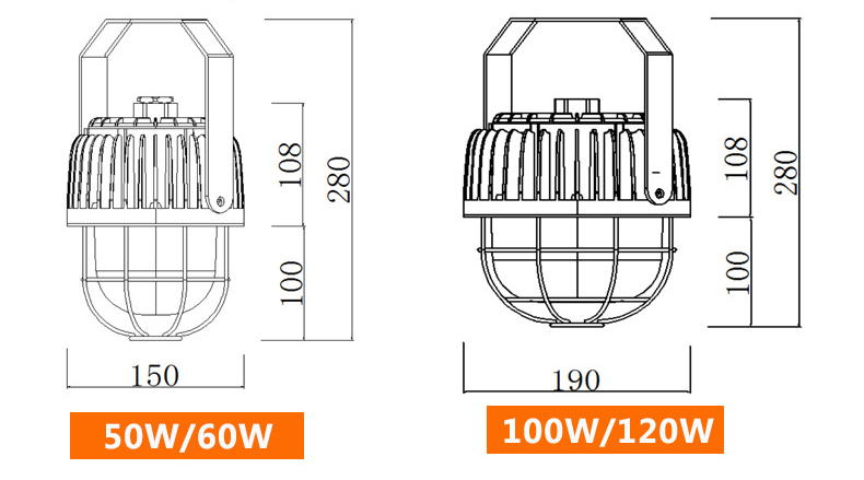 Vibration Resistant 80W Explosion Proof LED Lights Lamps Impact Resistant
