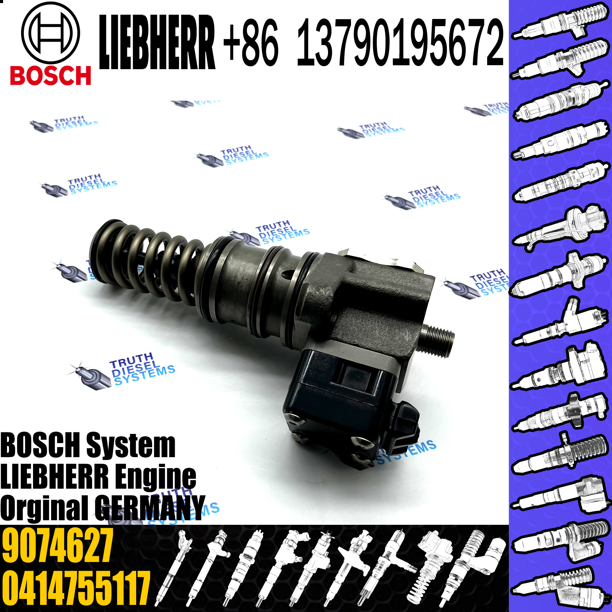 BOSCH injetor 0414755117 0414755017 9074627 Diesel fuel Unit pump assembly 0414755117 9074627 for LIEBHERR engine
