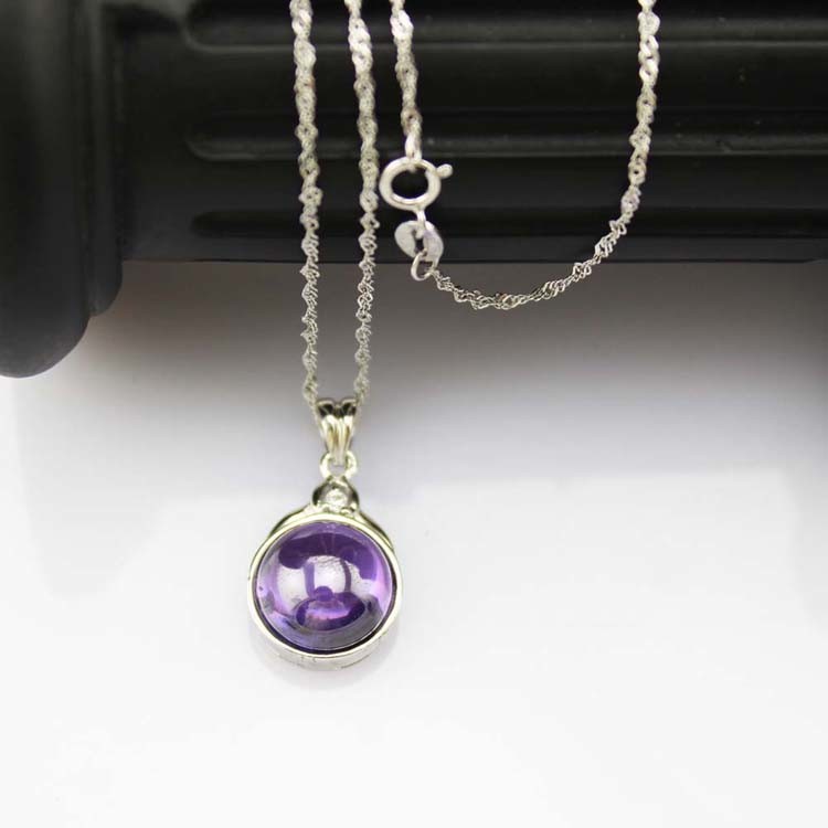 Women Jewelry 12mm Round Amethyst Cubic Zircon Pendant Enhancer (YAQ002)